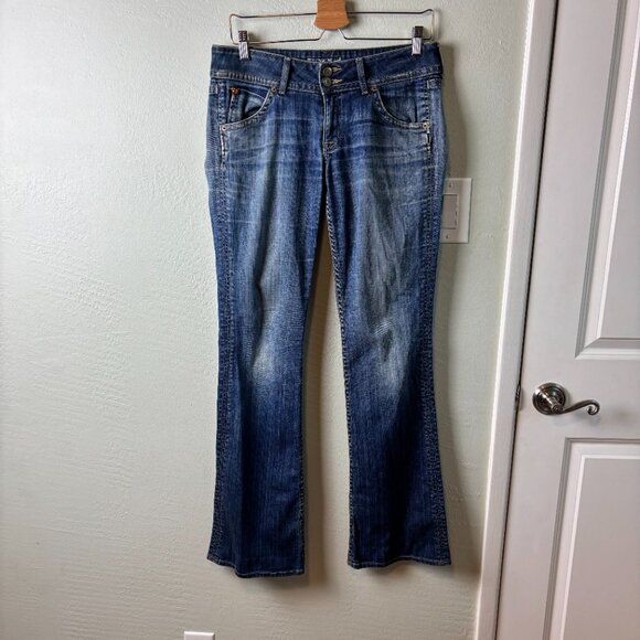 Hudson Bootcut Jeans Women’s 29 Blue Medium Wash Damaged Hem USA Made READ - Picture 1 of 12